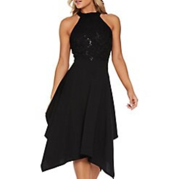 Lord & Taylor Dresses & Skirts - Ex Quiz Black Sequin Lace High Neck Midi Dress